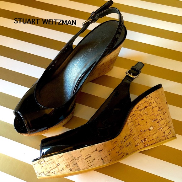 Stuart Weitzman Shoes - Stuart Weitzman Black Patent Leather Wedges